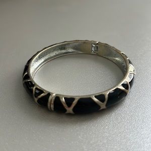 No Brand Black and Silver Hand Painted Bangle Bracelet